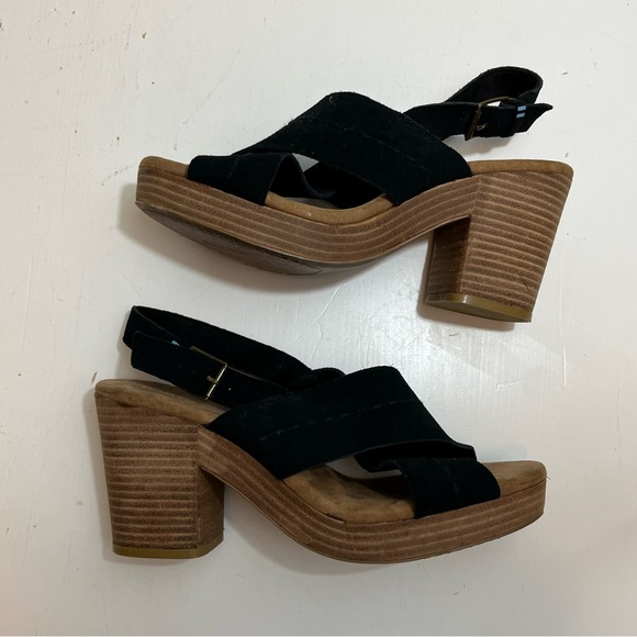 Toms Ibiza Black Suede Sandal - Size 9.5 - Picture 2 of 10